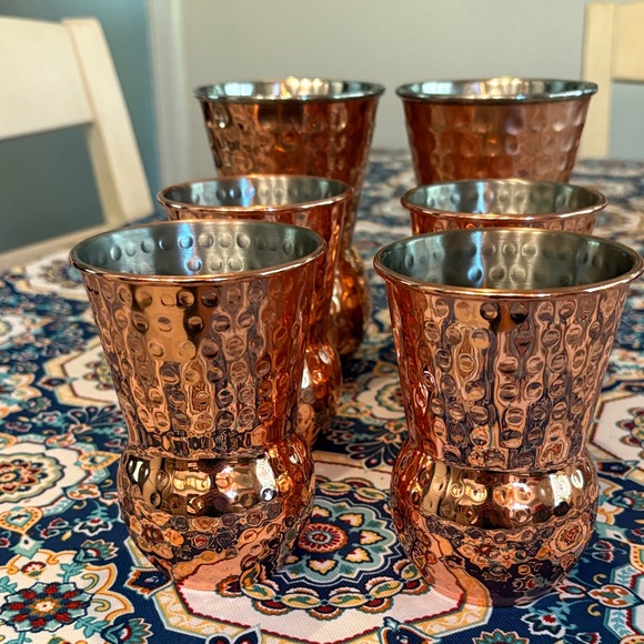 Hammered Copper Bar Glass Set - Picture 1 of 5